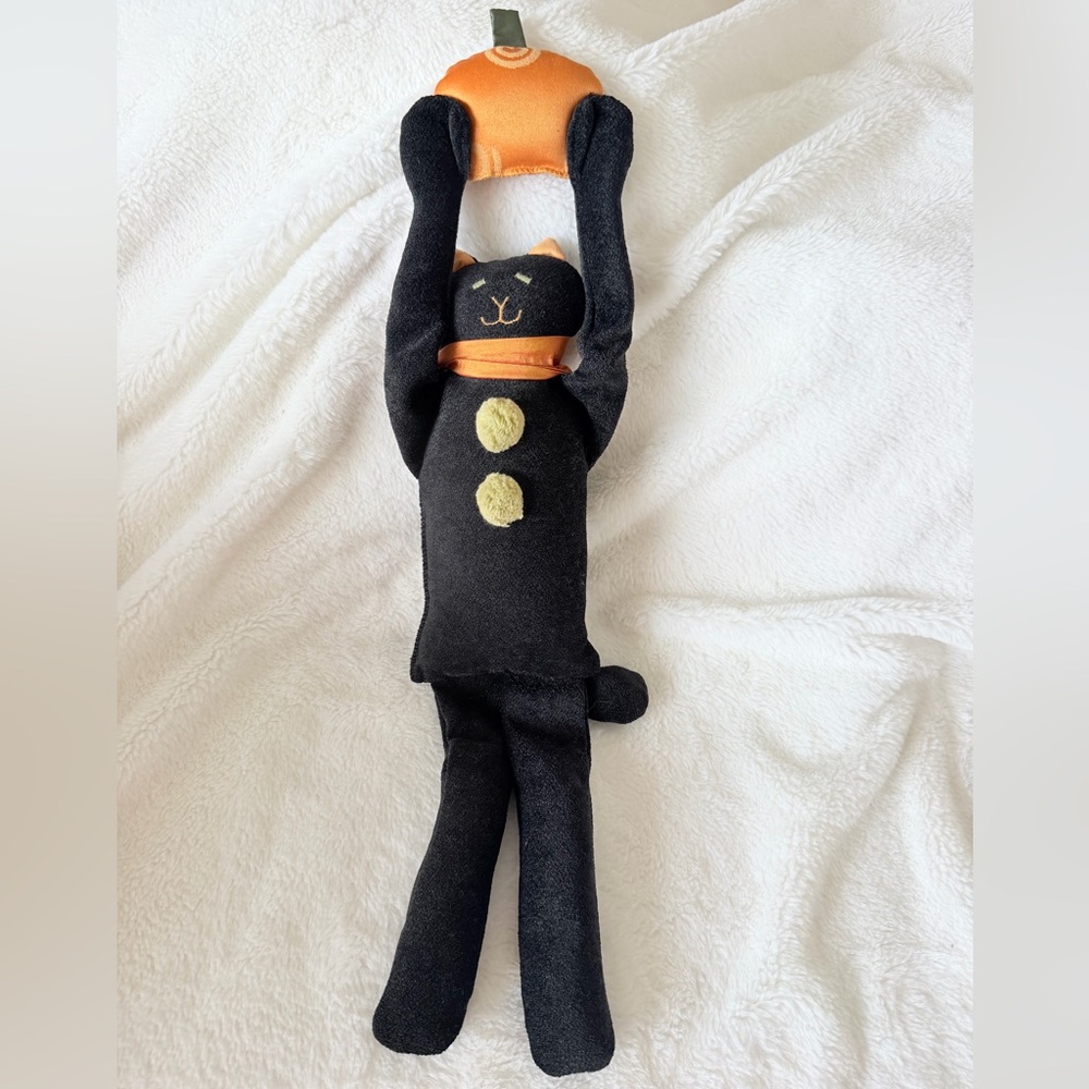 2004 Woof and Poof Plush Black Cat Door Knob Hanger - Halloween Fall
